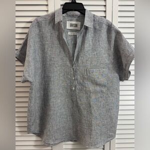 Grayson Frank & Eileen The Artist SS Shirt Size 02 L Gray 100% Linen Popover